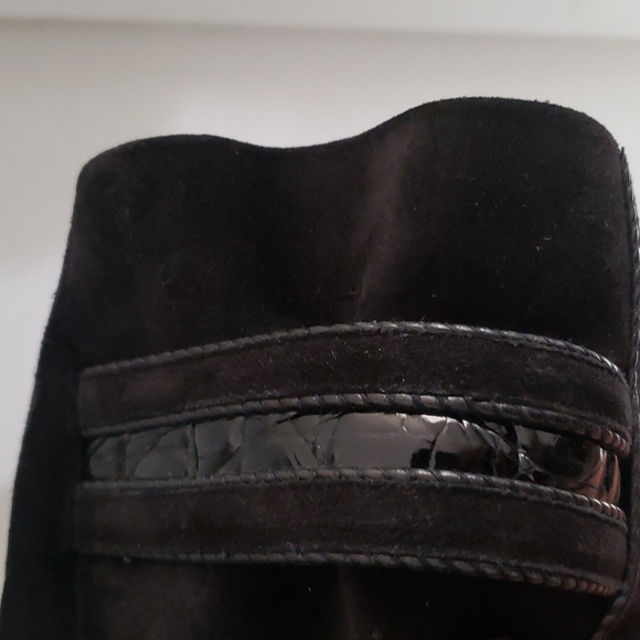 Beltrami Black Suede, Crocodile & Fur Collar & Lining Jacket - Picture 5 of 14